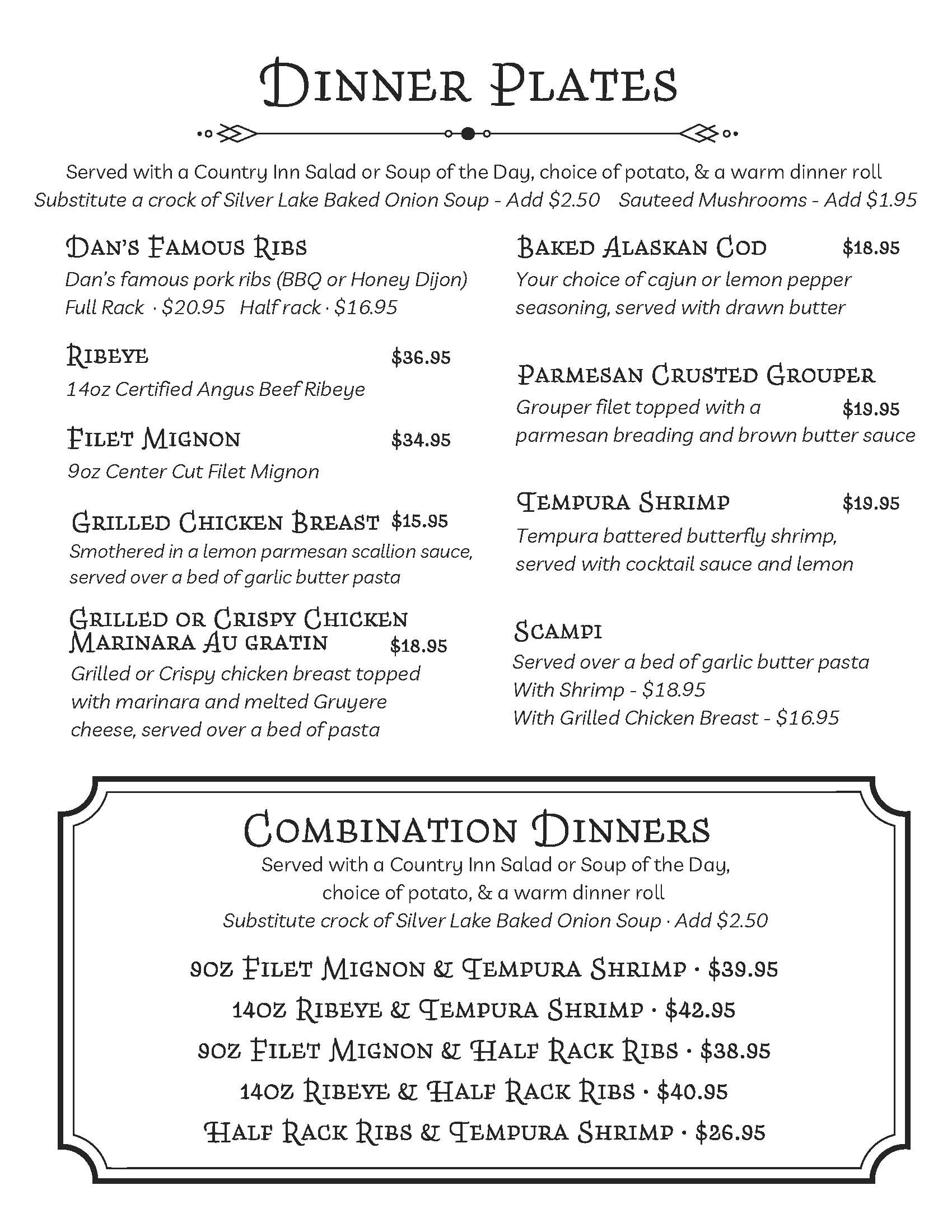 Silver Lake Country Inn - Products and Services